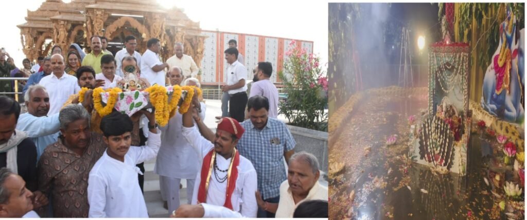 Bhilwara : नौगांवा सांवरिया सेठ मंदिर में अलौकिक जल विहार, जलक्रीड़ा करते दिखे ठाकुर जी